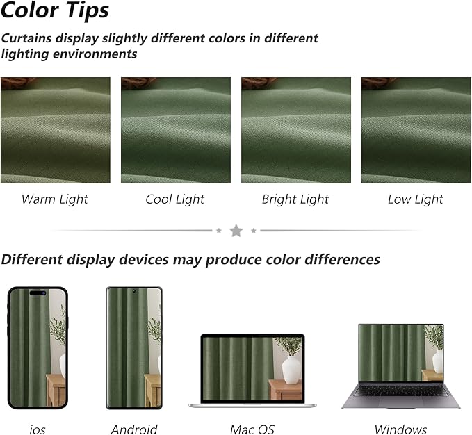 Guken Olive Green 100% Blackout Curtains 84 Inch Length 2 Panels Set for Living Room Bedroom Back Tab Thermal Insulated Black Out Linen Drapes Room Darkening Window Curtains 84 Inches Long