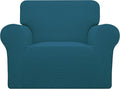 Easy-Going Stretch Chair Sofa Slipcover 1-Piece Couch Sofa Cover Furniture Protector Soft with Elastic Bottom for Kids, Pet. Spandex Jacquard Fabric Small Checks (Chair, Peacock Blue)