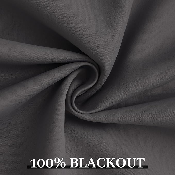 Yakamok Dove Grey 100% Blackout Curtains Grommet Window Treatments with 2 Thick Layers-Light Gray Room Darkening Thermal Insulated Drapes Set of 2 for Bedroom Living Room 52 Inches by 96 Inches length