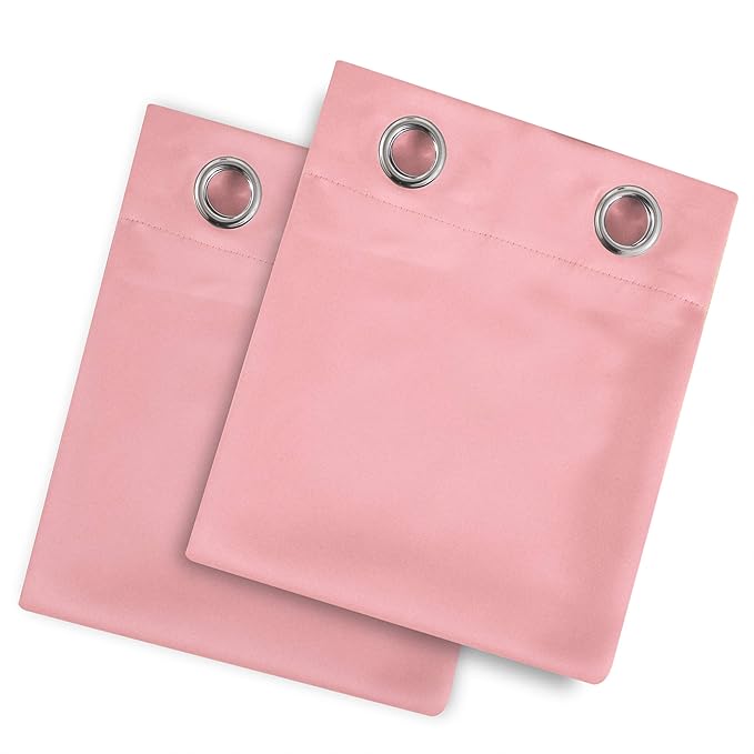 LEMOMO Pink Thermal Blackout Curtains/52 x 95 Inch/Set of 2 Panels Room Darkening Curtains for Bedroom