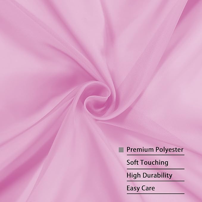 OWENIE Sheer Curtains Light Pink, Sheer Curtains 63 inches Length 2 Panels Set, Rod Pocket Voile Fimly Sheer Drapes for Living Room/Bedroom, 2pcs, Each 42" W x 84" L