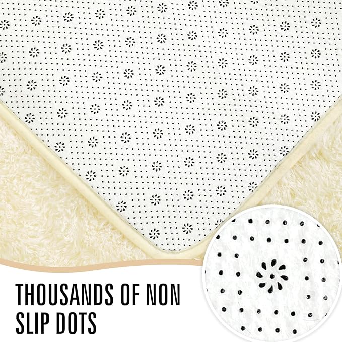 LOCHAS Ultra Soft Indoor Modern Area Rugs Fluffy Living Room Carpets for Children Bedroom Home Decor Nursery Rug 6x9 Feet, Light Champagne