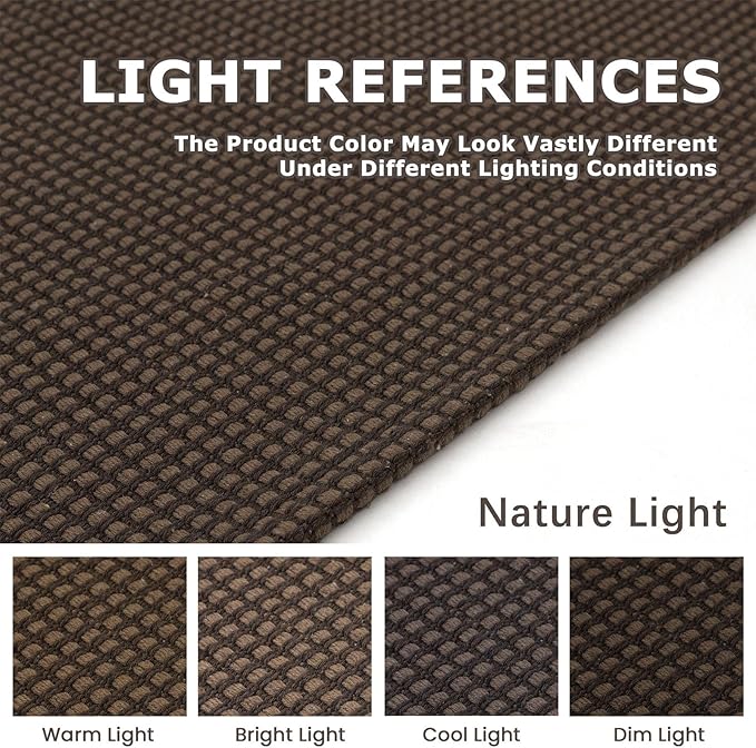 KOZYFLY Rugs for Entryway 3x5 ft Washable Area Rug Non Slip Rubber Backed Entry Rug Woven Indoor Door Mat Cotton Kitchen Rugs Floor Carpet for Entryway, Foyer, Backdoor, Reddish Brown/Coffee