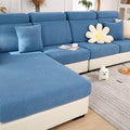 Sofa Covers Couch Covers for Sofa Pet Friendly Couch Cushion Covers Universal Sofa Covers Washable Stretch Slipcovers for Sectional Sofa (Texture Blue, 3 Seats + Chaise Cover)
