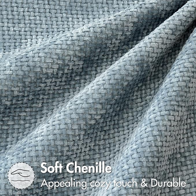 MIULEE Pack of 2 Lumbar Couch Throw Pillow Covers 20x12 Inch Coastal Smoke Blue Modern Boho Accent Decorative Pillow Covers Soft Chenille Farmhouse Cushion Covers for Home Decor Bed Sofa Living Room