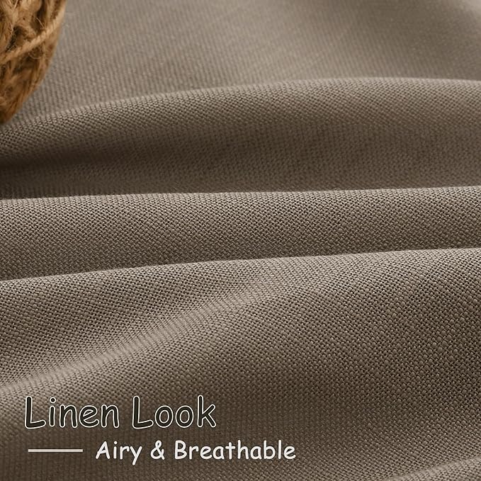 Dark Taupe Flax Linen Curtains 90 Inches Long for Bedroom 2 Panels Back Tab Loop Pocket Privacy Neutral Semi Sheer Curtains Country Rustic Farmhouse Light Filtering Drapes for Living Room 40x90