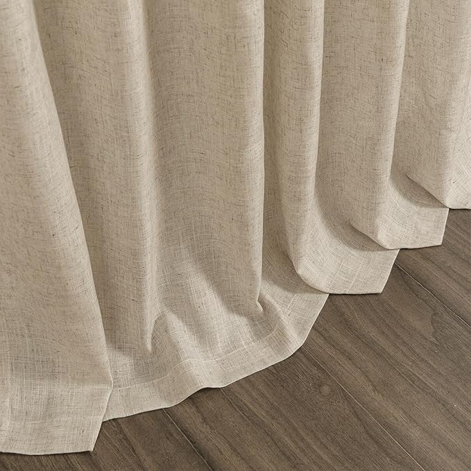 Taupe Burlywood Linen Curtains for Living Room 100 Inches Long Light Filtering Semi Sheer Curtain Back Tab Rustic Luxury Neutral Modern Farmhouse Decor Drapes for Bedroom Dinner Room 52x100, 2 Panels