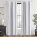MIULEE 100% Blackout Linen Curtains for Bedroom, Grayish White Solid Luxury Decor Thermal Insulation Room Darkening Drapes for Living Room Nursery Back Tab Rod Pocket 42 x 63 Inches, 2 Panels