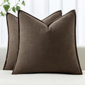 MIULEE Decorative Linen Euro Sham Pillow Covers 26x26 Dark Coffee Chocolate Boho Farmhouse Neutral Winter Couch Throw Pillows for Bed Pack of 2 Accent Modern Pillowcase Sofa Livingroom Home Decor