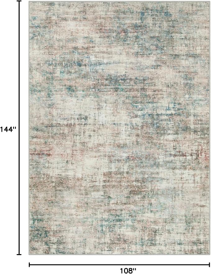 9x12 Area Rugs Washable Rug: Modern Abstract Living Room Rug Soft Anti-Skid Thin Carpet Indoor Floor Non-Shedding Carpets for Bedroom Dining Room Farmhouse Nursery Home Office Multi Color