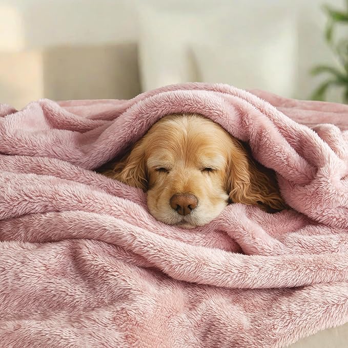 Exclusivo Mezcla Plush Fuzzy Fleece Bed Blanket Queen Size, Super Soft, Fluffy and Warm Blankets for Couch, Bed, All Season (Dusty Pink, 90x90 inches)