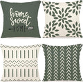 YCOLL Pillow Covers 20x20 Set of 4, Modern Sofa Throw Pillow Cover, Decorative Outdoor Linen Fabric Pillow Case for Couch Bed Car, Aqua Green