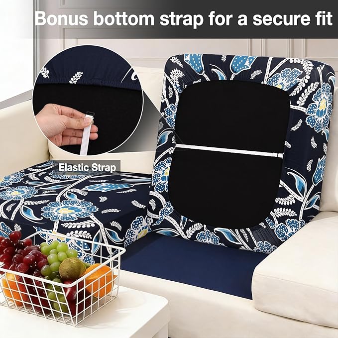 hyha 12Pcs Patio Cushion Covers, Stretch Outdoor Couch Cushion Covers, Washable Outdoor Chair/Sofa Slipcovers for Patio Furniture Cushions Protector with Elastic Bottom(Bluebell,Cover Only)