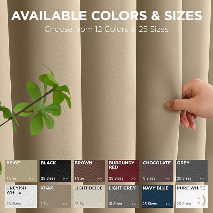 Joydeco Blackout Patio Sliding Door Curtains 84 Inches Long, Grommet Privacy Room Divider Curtains, Extra Wide Thermal Blackout Drapes for Bedroom Living Room (Light Beige, 70Wx84L, 1 Panel)