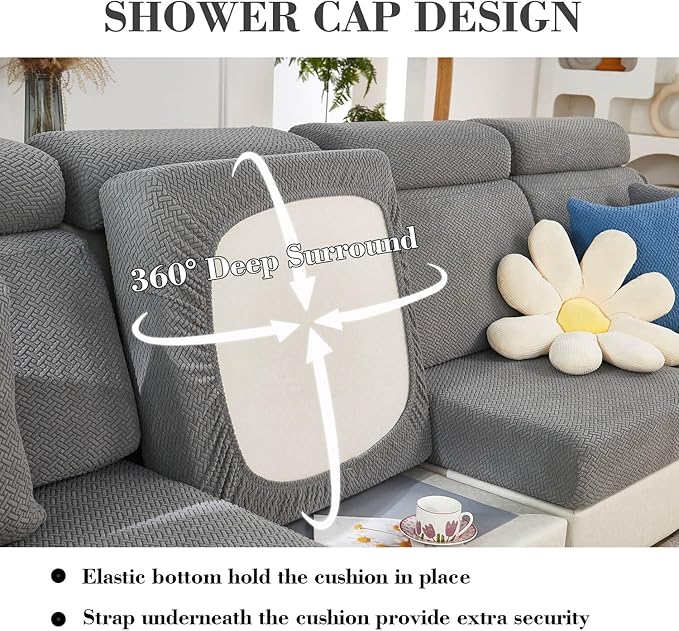 Couch Cushion Covers Sofa Covers Couch Covers for Sofa Pet Friendly Universal Sofa Covers Washable Stretch Slipcovers for Sectional Sofa (Texture Gray,Back Cover M)