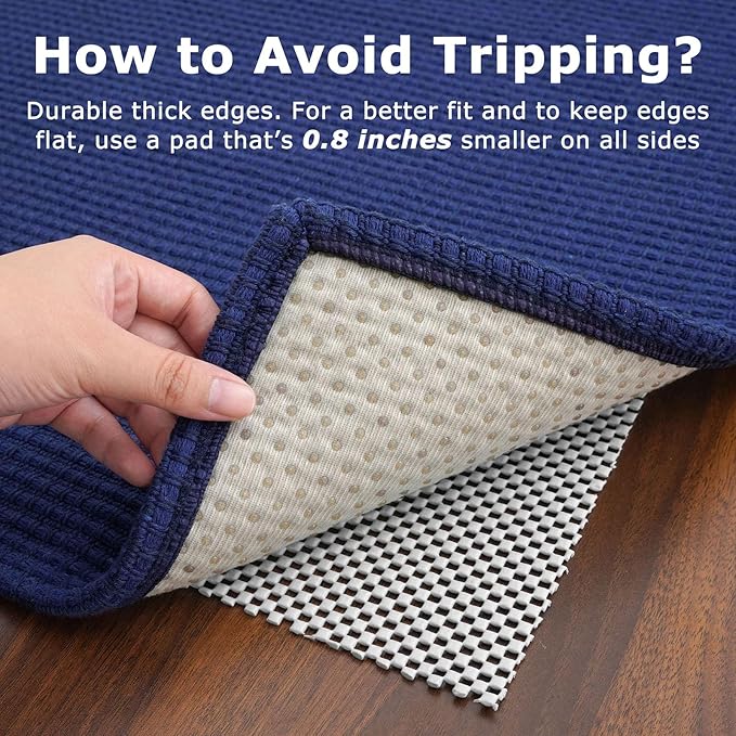 KOZYFLY Runners for Hallways 2.6x10 ft Washable Kitchen Runner Non Slip Rubber Backed Hallway Rugs Cotton Entryway Runner Rug Floor Carpet for Indoor Hall, Backdoor, Kitchen, Royal Blue/Navy
