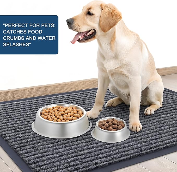 OLANLY Front Door Mat Indoor Outdoor Entrance, 2-Pack 71 x 47 Inch, Waterproof Heavy Duty Doormat, Fade Resistant, Low Profile, Easy Clean Patio Porch Welcome Floor Mats for Entry, Grey