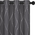 Deconovo Grey Blackout Curtains for Living Room, Thermal Insulated Soundproof Drapes, Wave Dots Foil Print, 52 x 95 Inches Long, 2 Panels, Machine‑Washable Window Panel for Bedroom Nursery Office