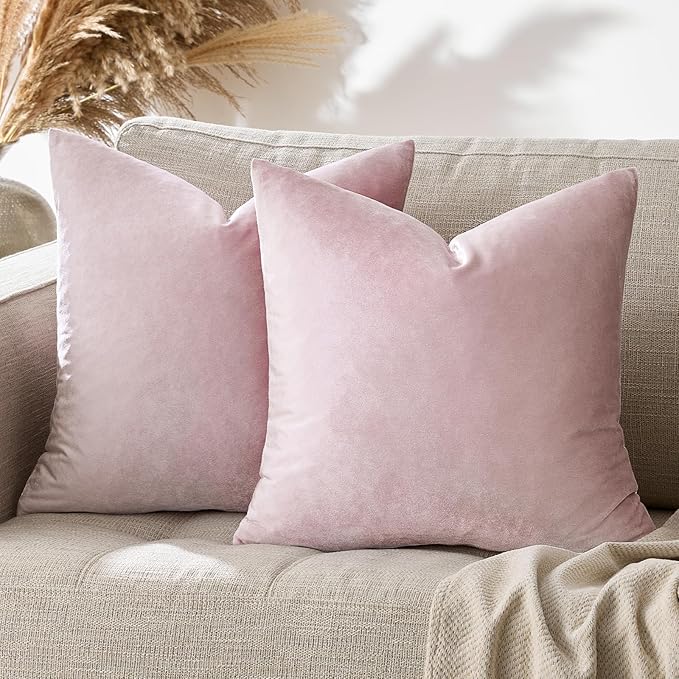 GIGIZAZA Decorative Couch Throw Pillow Covers,Set of 2 Sweet Lilac Square Pillow Cushion Covers 22x22,Pillow Cases Velvet Pillow Covers