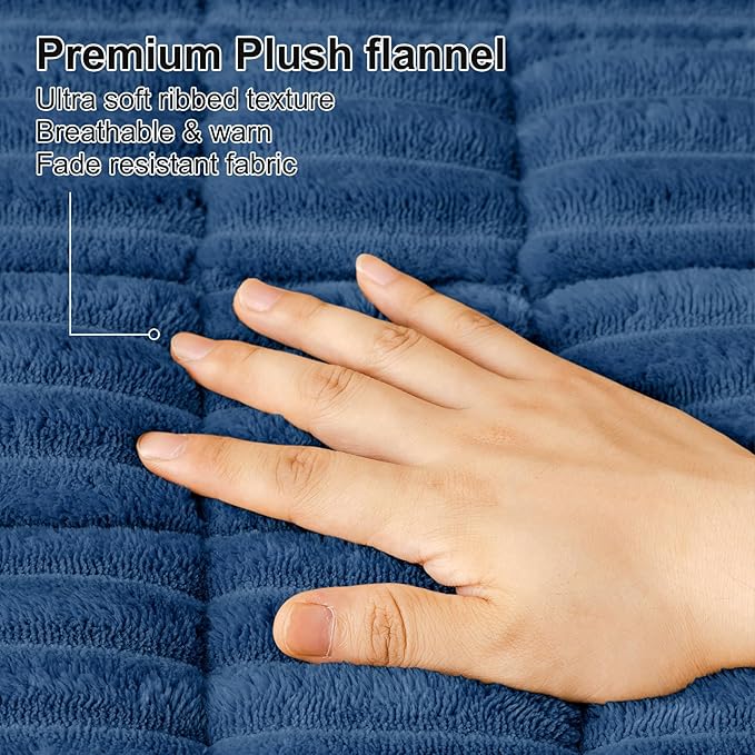 Smiry Couch Cover for Dogs Washable, Non Slip Fuzzy Pet Couch Covers for 3 Cushion Sofa Pet Friendly, Thick Soft Sofa Slipcovers Cushion Protector (Navy Blue, 27.6" x 27.6")