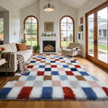 Shag Area Rug for Bedroom Living Room,5x8 Fluffy Soft Colorful Checkered Rug Fuzzy Shaggy Bedroom Carpet,Indoor Plush Floor Rugs for Kids Boys Girls Teen Dorm Nursery Home Decor