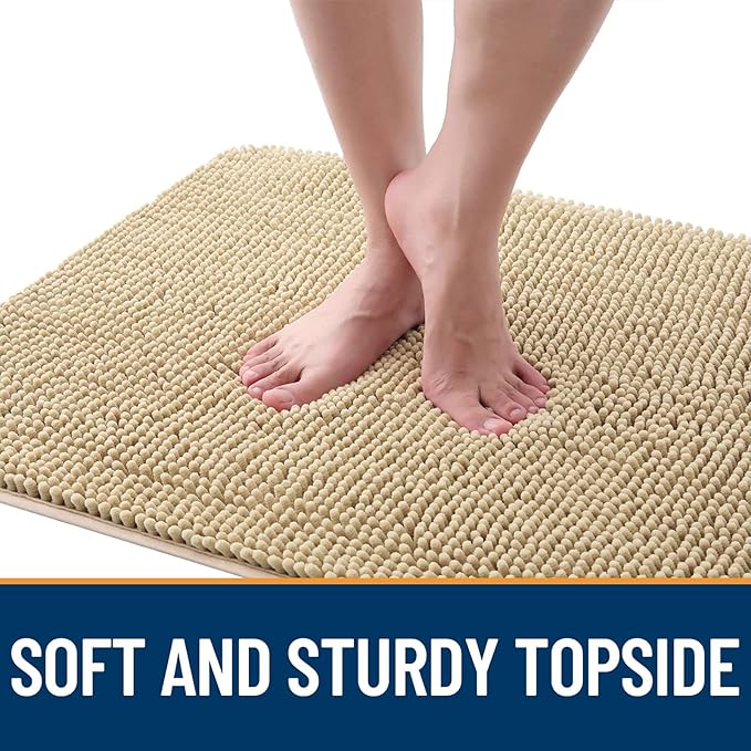 OLANLY Dog Door Mat for Muddy Paws 35x24, Absorbs Moisture and Dirt, Absorbent Non-Slip Washable Doormat, Quick Dry Chenille Mud Mat for Dogs, Entry Indoor Entryway Carpet for Inside Floor, Beige