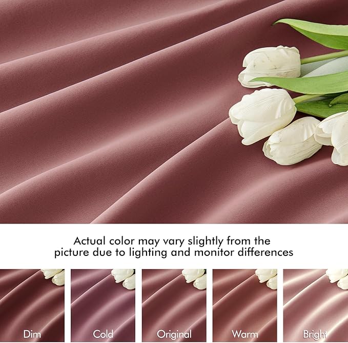 MIULEE Dusty Rose Back Tab Blackout Curtains 63 Inch Length 2 Panels Set for Living Room Bedroom Privacy, Rod Pocket/Pinch Pleat Thermal Insulated Room Darkening Pleated Light Blocking Drapes