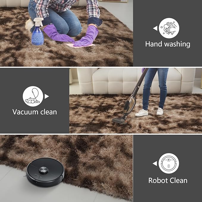 Shag Area Rugs for Bedroom Living Room,6X9Ultra Soft Fluffy Area Rugs for Dorm,Indoor Carpet Nursery Rugs for Kids Girls Room Home Decor, Mottling Brown