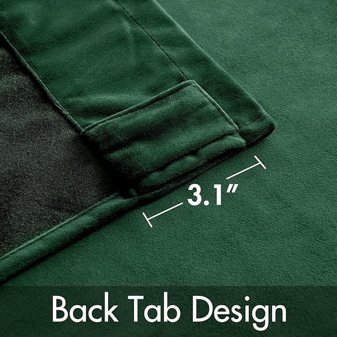 MIULEE Velvet Curtains 90 inches - Luxury Christmas Blackout Curtains for Bedroom Living Room Thermal Insulated Super Soft Window Drapes Rod Pocket & Back Tab, Hunter Green, W52 x L90 inches, 2 Panels