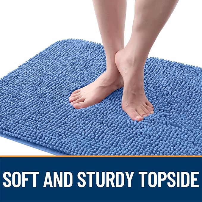 OLANLY Dog Door Mat for Muddy Paws 44x32, Absorbs Moisture and Dirt, Absorbent Non-Slip Washable Doormat, Quick Dry Chenille Mud Mat, Entry Indoor Entryway Carpet for Inside Floor, Cornflower Blue