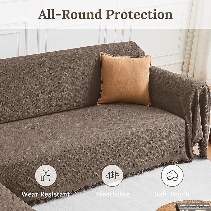 HOMERILLA Sectional Couch Covers for Sectional Sofa L Shaped Sofa Cover Blanket 2 Pieces L Shape Furniture Protector for Pets Dogs(Taupe, XXX-Large)