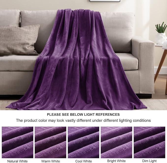 BEDELITE Fleece Blankets Queen Size Purple Throw Blankets for Bed, Luxury Plush Cozy Fuzzy Blanket 90x90 inches, Super Soft Warm Lightweight Throw Blanket All Seasons Suitable