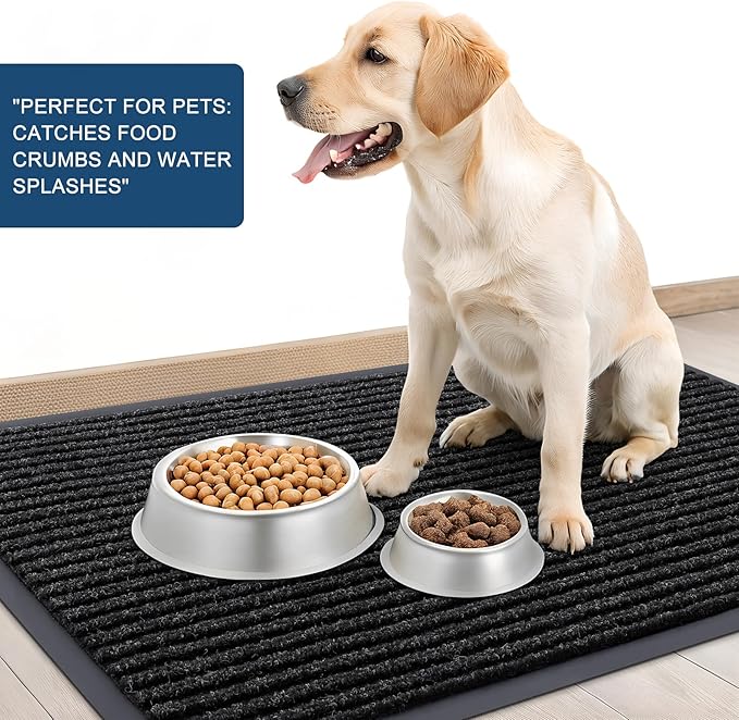 OLANLY Front Door Mat Indoor Outdoor Entrance, 2-Pack 33 x 21 Inch, Waterproof Heavy Duty Doormat, Fade Resistant, Low Profile, Easy Clean Patio Porch Welcome Floor Mats for Entry, Off-Black