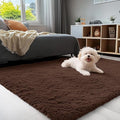 OLANLY 3x6 Machine Washable Runner Rugs for Hallway, Soft Fluffy Shaggy Bedside Rugs for Bedroom, Living Room, Indoor Floor Carpet for Kids Girls and Boys, Nursery Rooms, Home Decor Aesthetic, Coffee