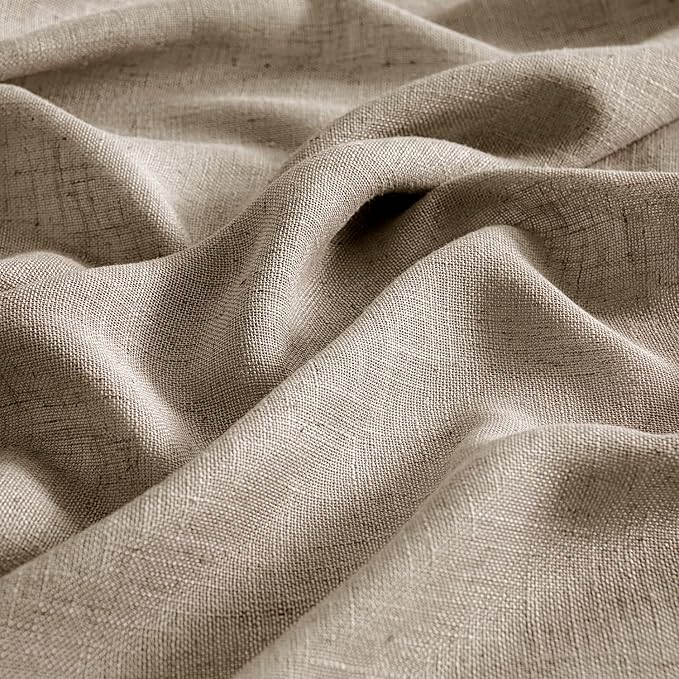 MIULEE Taupe Grey Linen Curtains 84 Inch Length 2 Panels for Bedroom Living Room, Soft Linen Textured Window Drapes Semi Sheer Light Filtering Back Tab Rod Pocket Farmhouse Modern Burlap Look Decor