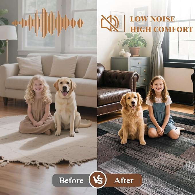 LIANLAM 8x10 Washable Area Rugs for Living Room and Bedroom, Vintage Checkered Pattern Non-Slip Carpet, Stain Resistant Low Pile Soft Rug for Dining Room,Office,Nursery,Kids Room(8x10,Chocolate)