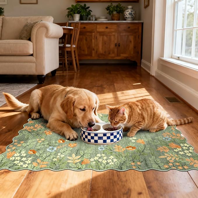 Front Door Mat Outside Entrance - 2x3 Spring Green Sage Floral Non-Slip Washable Doormat Indoor Outdoor Mat Boho Vintage Entry Rug Small Throw Rugs for Entryway Kitchen Front Porch Decor