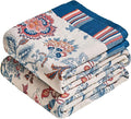 MSGKV Boho Throw Blanket 90"x108" 100% Cotton Floral Blanket for Bed Spring Breathable Lightweight King Blankets All Seasons Home Decor Muslin