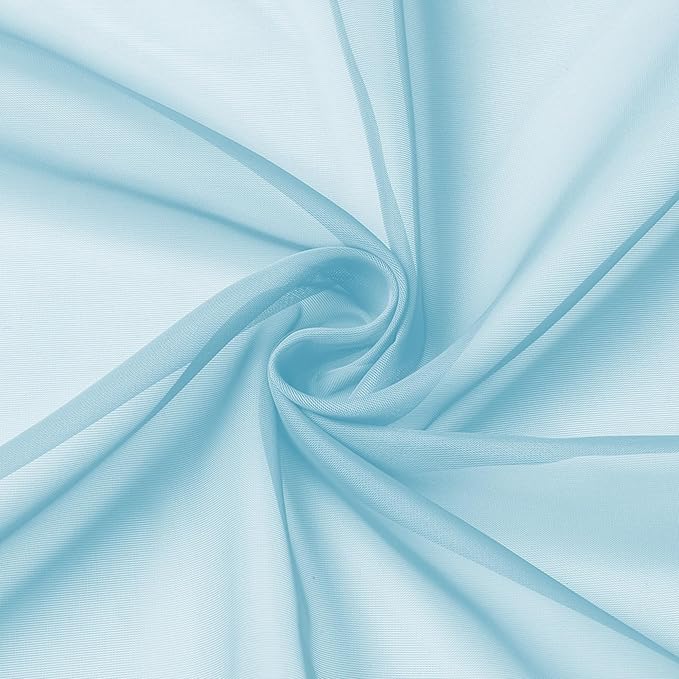 Aiyufeng 2 Pack: Basic Sky Blue Sheer Curtain Drapes 84 Inch Length 2 Panels for Living Room, Light Filtering Voile Drapes for Bedroom, Patio, Sliding Door, Each 40" W x 84" L