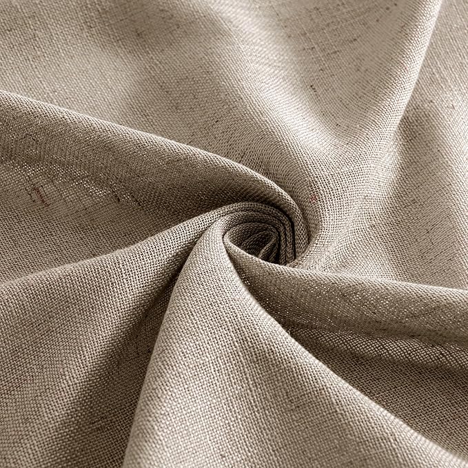 MIULEE Taupe Grey Linen Curtains 84 Inch Length 2 Panels for Bedroom Living Room, Soft Linen Textured Window Drapes Semi Sheer Light Filtering Back Tab Rod Pocket Farmhouse Modern Burlap Look Decor