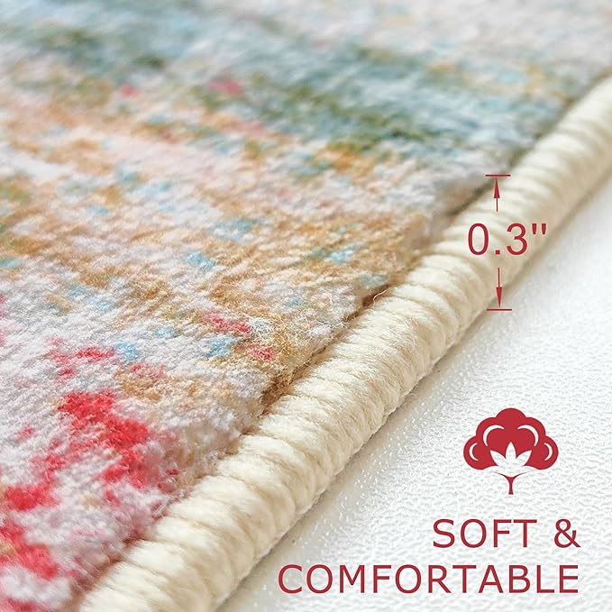 KOZYFLY Modern Abstract Small Area Rugs, 2x3 Washable Kitchen Rug Non-Slip Soft Small Bathroom Rug, Green Striped Entryway Rugs Abstract Print Faux Wool Doormat for Bedside Entrance Bedroom Sink