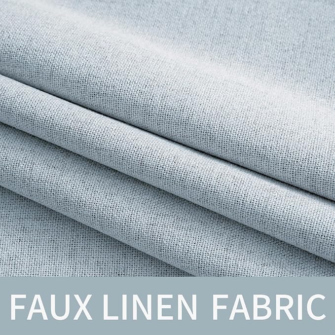 MIULEE 100% Blackout Linen Textured Curtains for Bedroom Solid Thermal Insulated Chambray Blue Grommet Room Darkening Curtains & Drapes Luxury Decor for Living Room Nursery 52 x 84 Inch (2 Panels)