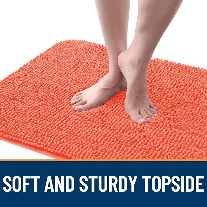 OLANLY Dog Door Mat for Muddy Paws 59x35, Absorbs Moisture and Dirt, Absorbent Non-Slip Washable Doormat, Quick Dry Chenille Mud Mat for Dogs, Entry Indoor Entryway Carpet for Inside Floor, Coral