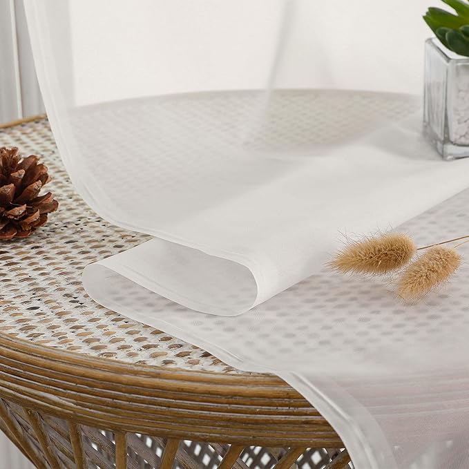 OWENIE Ivory Sheer Curtains 108 Inches Long for Living Room Bedroom 2 Panels Set, Lightweight Airy Ivory Sheer Curtain, Filmy Voile Rod Pocket, 2 PCS, Each 59" W x 108" L