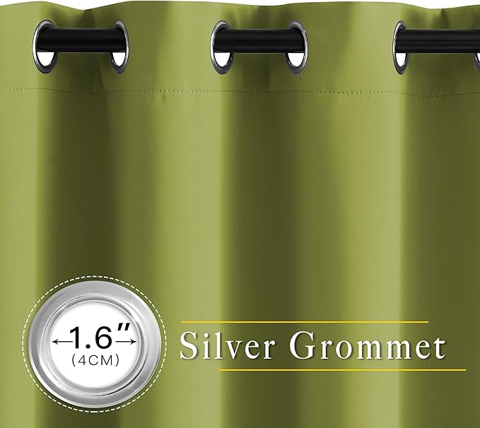 NICETOWN Room Darkening Curtains and Drapes for Window 95" L - Triple Weave Energy Saving Thermal Insulated Solid Grommet Room Darkening Panels for Patio (80" Wide per Panel, 2 Panels, Fresh Green)