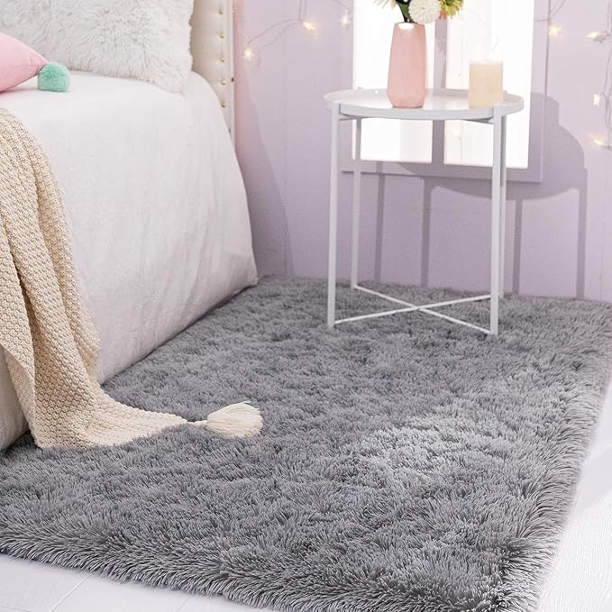 TWINNIS Super Soft Shaggy Rugs Fluffy Carpets, 5x7 Feet, Indoor Modern Plush Area Rugs for Living Room Bedroom Kids Room Nursery Home Decor, Upgrade Anti-Skid Rectangular Fuzzy Rug, Grey