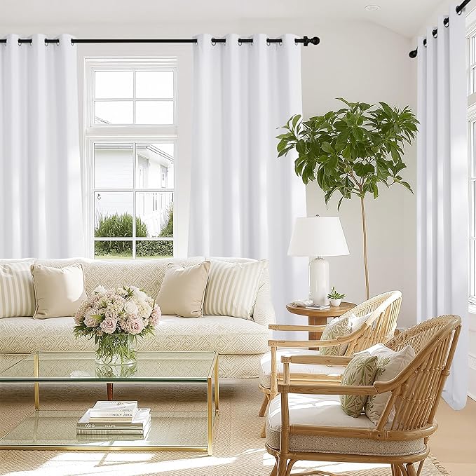 NICETOWN White Blackout Curtains 84 inches Long, Grommet 100% Blackout Window Treatments Heat Blocking Thermal Drapes for Bedroom/Living Room, W46 x L84, 2 Panels