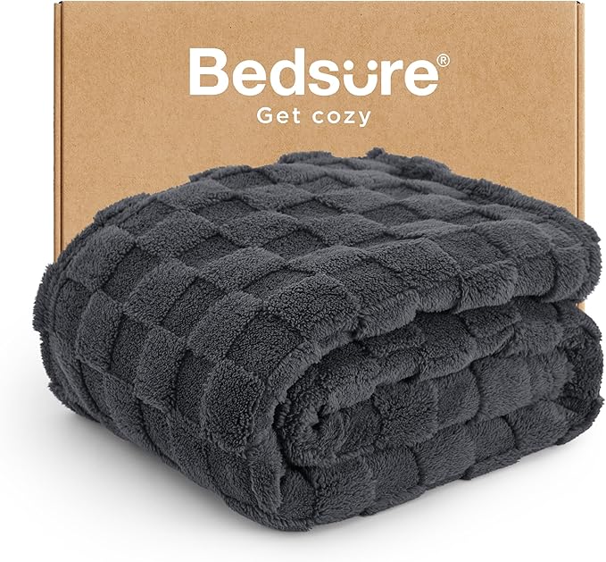 Bedsure GentleSoft Twin Blanket for Bed Dark Grey - Super Soft Cozy Blankets for Kids Girls, Cute Fuzzy Fleece Throws for Bedroom Couch, 60x80 Inches