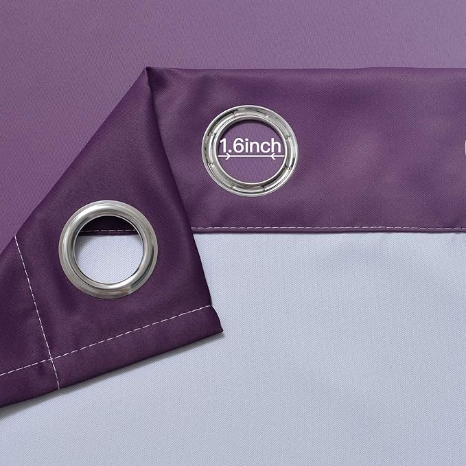 Yakamok Light Blocking Ombre Curtains, Greyish White and Purple Gradient Color Curtains, Room Darkening Grommet Window Drapes for Bedroom(Purple, 42x84 Inch, 2 Panels)