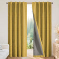 Joydeco Blackout Curtains for Bedroom - 100% Light Blocking 2 Panels Set Yellow Drapes 42" W x 90" L, Thermal Insulated Room Darkening Curtains, Linen Textured for Living Room, Rod Pocket & Back Tabs
